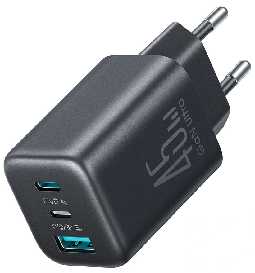 Caricatore da rete Joyroom JR-TO1, 45W, 3A, 1 x Lightning - 1 x USB-A - 1 x USB-C, Nero