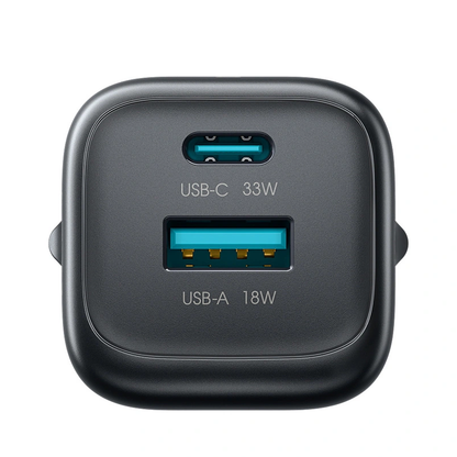 Chargeur Réseau Joyroom JR-TG7, 33W, 3A, 1 x USB-A - 1 x USB-C, Noir