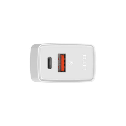 Caricabatterie Retea Lito LC09, 20W, 3A, 1 x USB-A - 1 x USB-C, Bianco