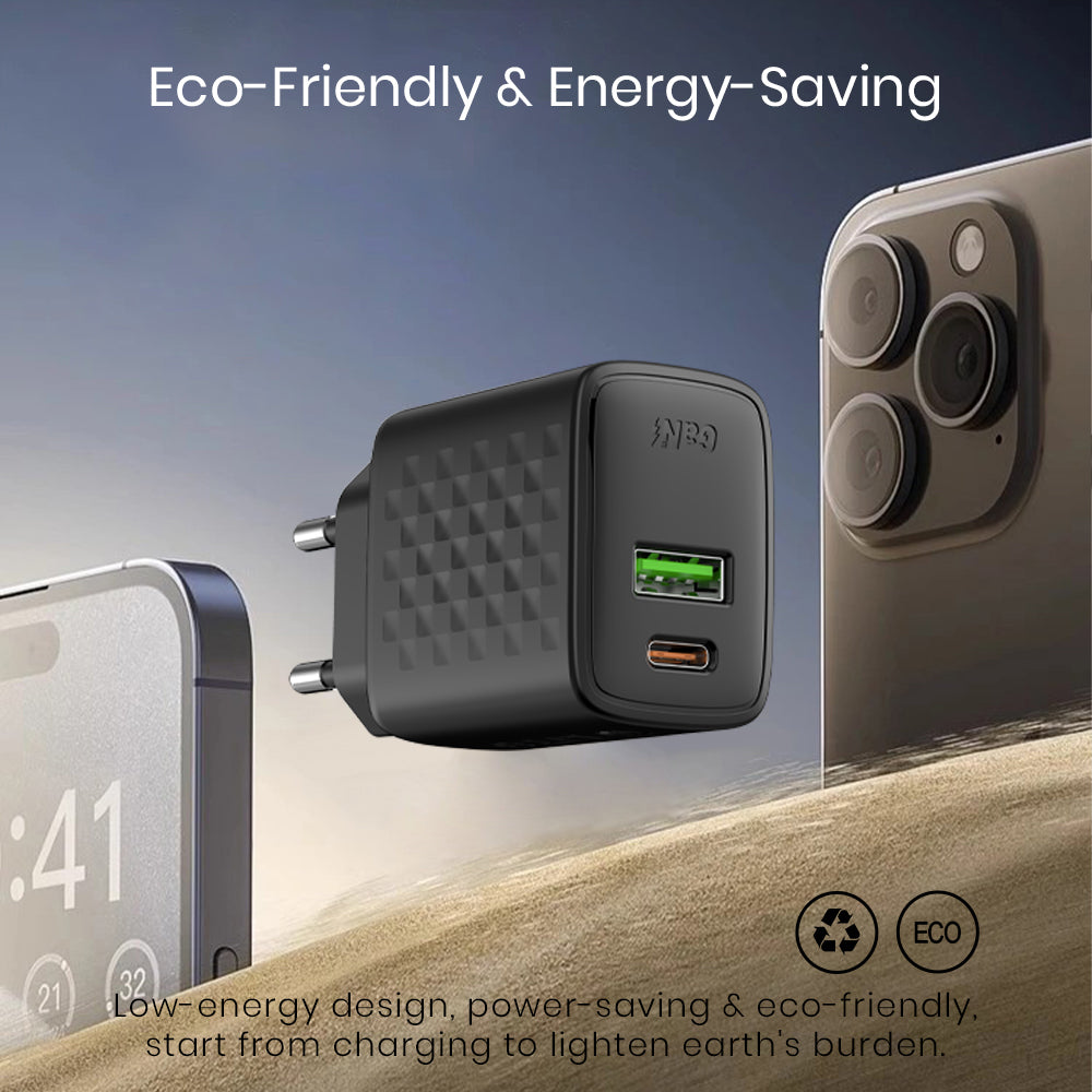 Chargeur Réseau Lito LC15, 20W, 3A, 1 x USB-A - 1 x USB-C, Noir