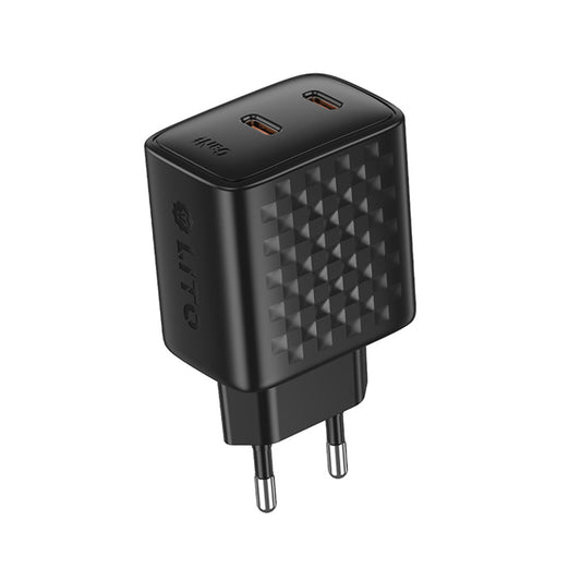 Caricabatterie Rete Lito LC22, 45W, 3A, 2 x USB-C, Nero