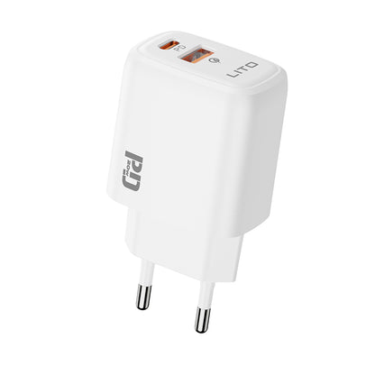 Lito LC28 Network Charger, 20W, 3A, 1 x USB-A - 1 x USB-C, White