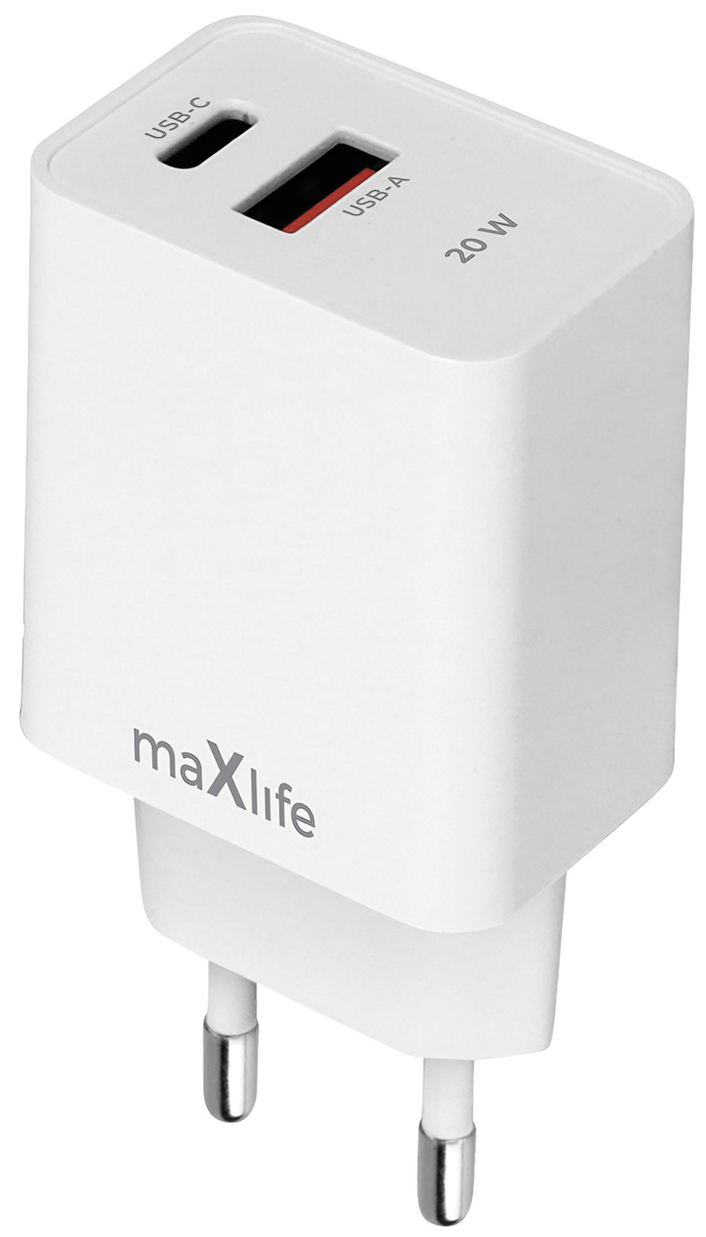 Netzladegerät MaXlife MXTC-13-20AC, 20W, 3A, 1 x USB-A - 1 x USB-C, Weiß
