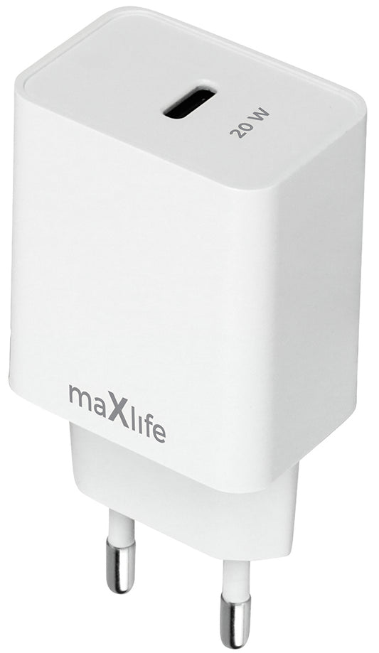 Caricabatterie Retea MaXlife MXTC-13-20C, 20W, 3A, 1 x USB-C, Bianco