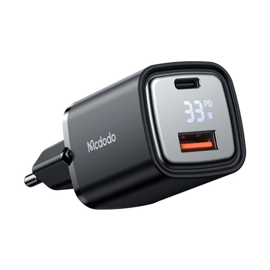 Caricabatterie Retea McDodo CH-1701 Graphite Display, 33W, 3A, 1 x USB-A - 1 x USB-C, Nero