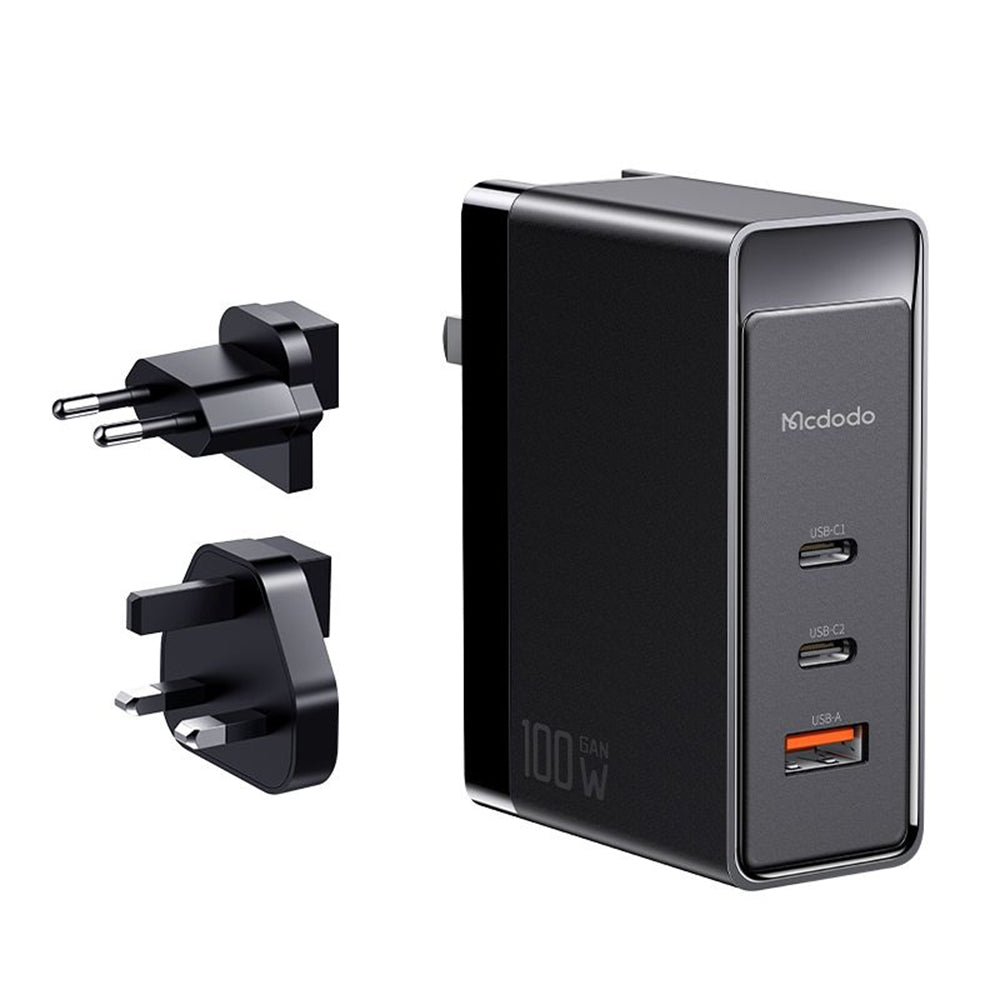 Caricabatterie da rete McDodo CH-8101 Pro Nuc AR Power Travel, 100W, 5A, 1 x USB-A - 2 x USB-C, Nero