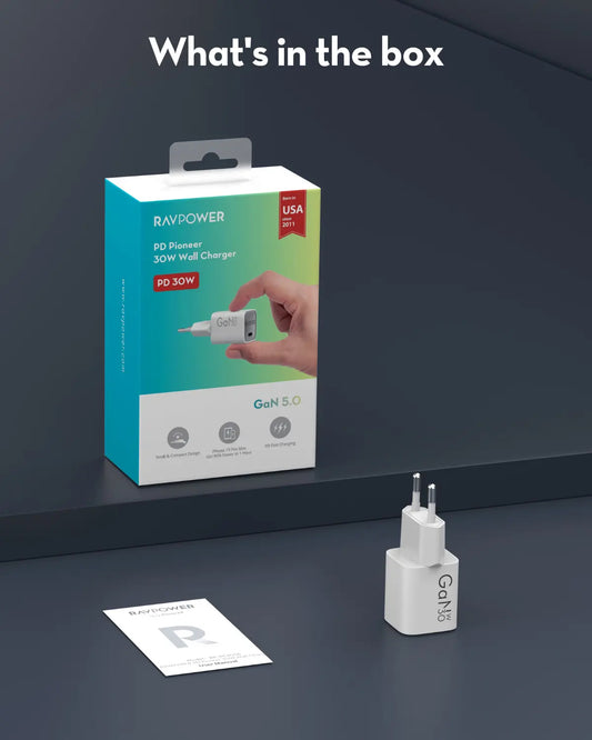 Caricabatterie Retea RavPower RP-PC1056, 30W, 3A, 1 x USB-C, Bianco