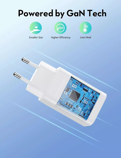 Chargeur secteur RavPower RP-PC171, 45W, 3A, 1 x USB-A - 1 x USB-C, Blanc
