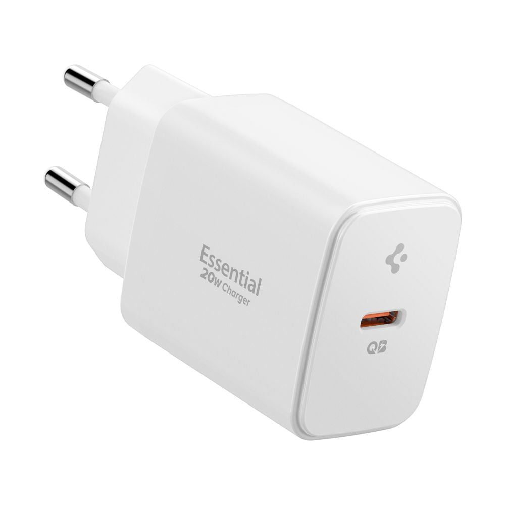 Chargeur Réseau Spigen Essential, 20W, 3A, 1 x USB-C, Blanc