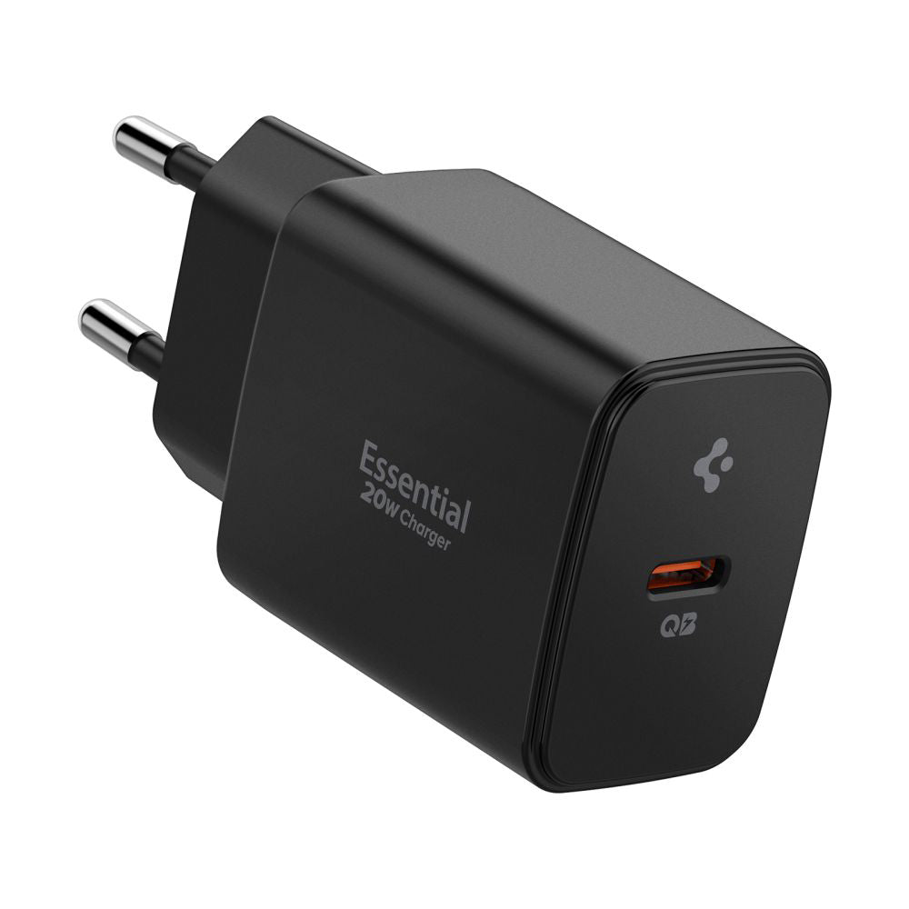 Chargeur Réseau Spigen Essential, 20W, 3A, 1 x USB-C, Noir
