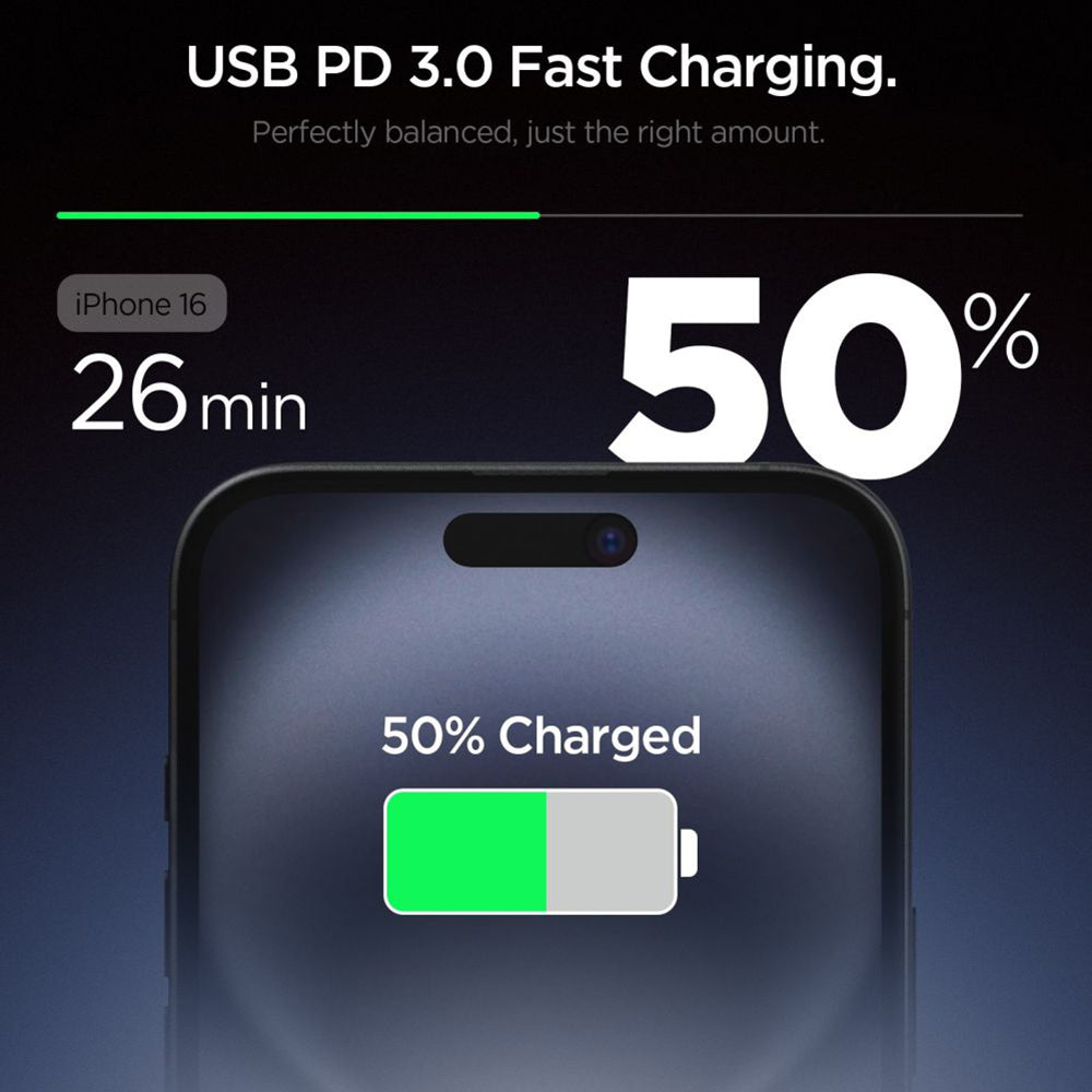 Chargeur Réseau Spigen Essential, 20W, 3A, 1 x USB-C, Noir