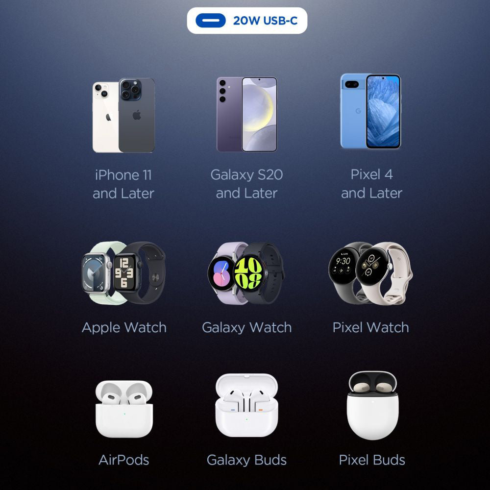 Chargeur Réseau Spigen Essential, 20W, 3A, 1 x USB-C, Noir