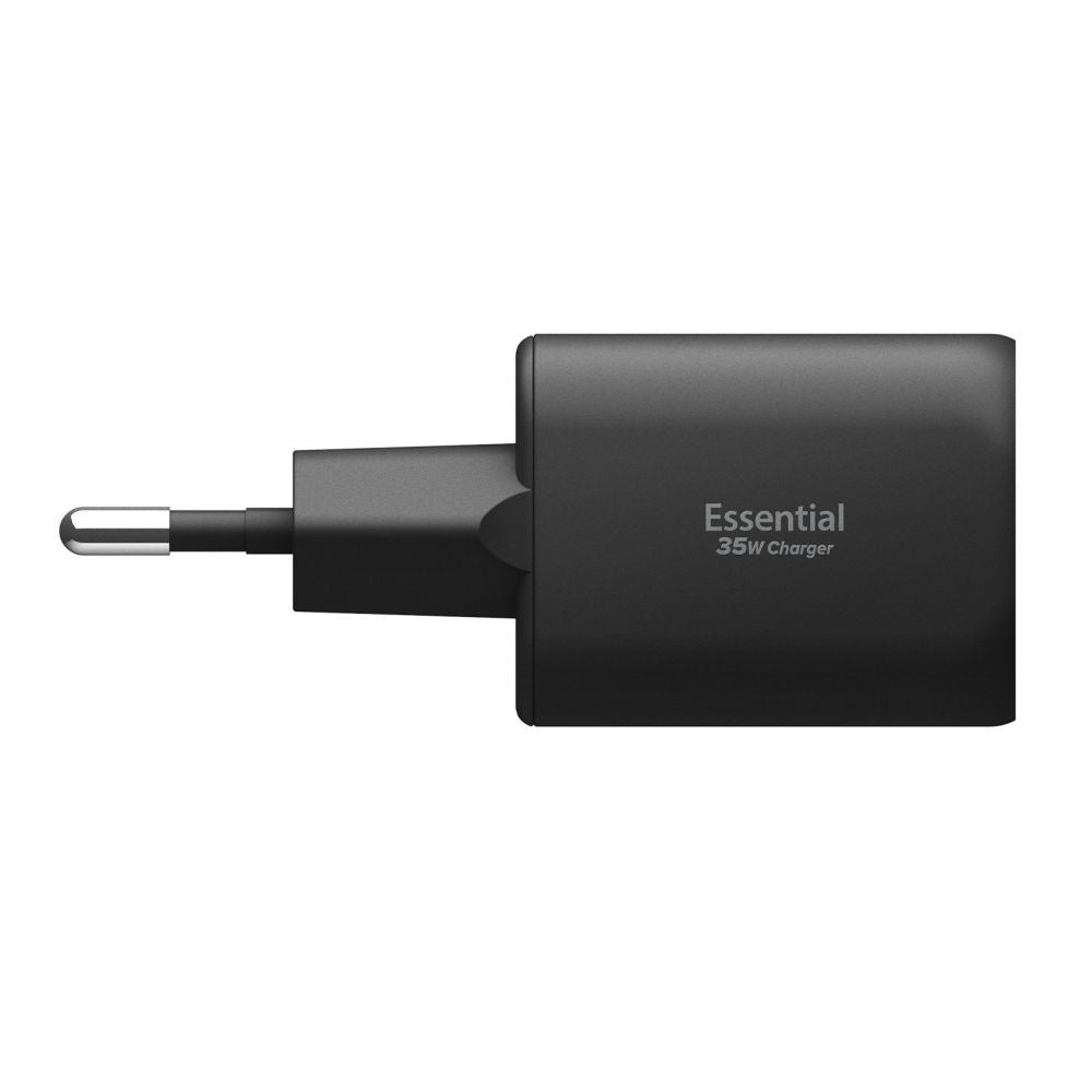Caricabatterie Rete Spigen Essential, 35W, 3A, 1 x USB-A - 1 x USB-C, Nero