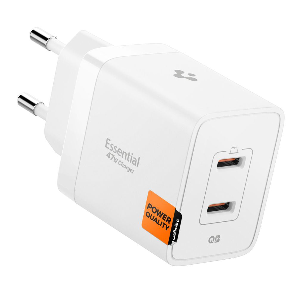 Spigen Essential Netzladegerät, 47W, 3A, 2 x USB-C, Weiß