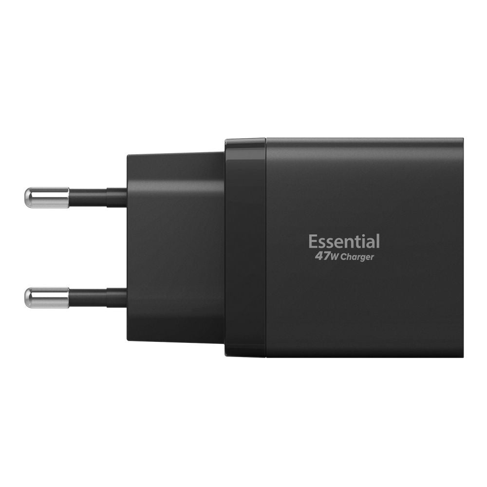 Spigen Essential Netzladegerät, 47W, 3A, 2 x USB-C, Schwarz
