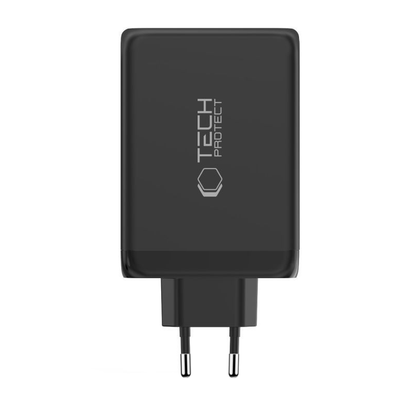 Caricabatterie Retea Tech-Protect NC240W-GAN, 240W, 5A, 1 x USB-A - 3 x USB-C, Nero