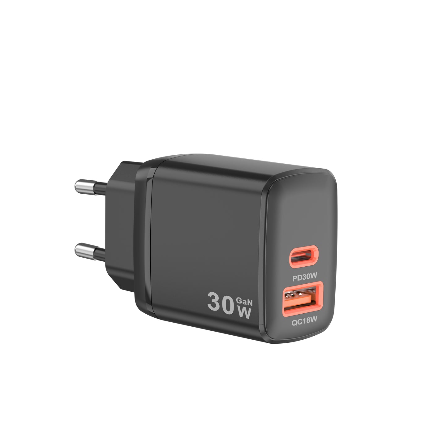 Netzladegerät Techsuit CH1 Duonix, 30W, 3A, 1 x USB-A - 1 x USB-C, Schwarz