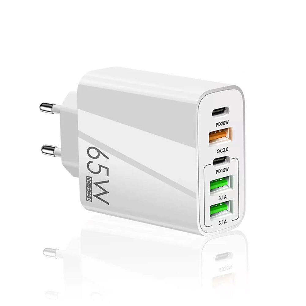 Netzladegerät Techsuit CHC2 PentaXPower, 20W, 3A, 3 x USB-A - 2 x USB-C, Weiß