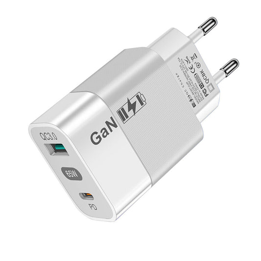 Netzladegerät Techsuit CHPD131, 65W, 3.25A, 1 x USB-A - 1 x USB-C, Weiß