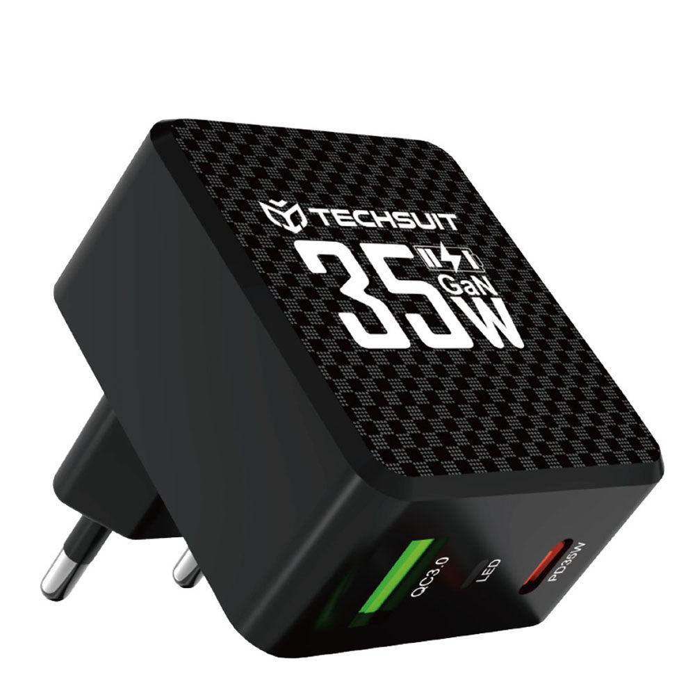 Chargeur Réseau Techsuit CHPD173 Tiny, 35W, 3A, 1 x USB-A - 1 x USB-C, Noir