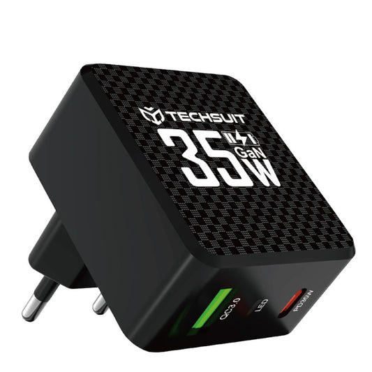 Chargeur Réseau Techsuit CHPD173 Tiny, 35W, 3A, 1 x USB-A - 1 x USB-C, Noir