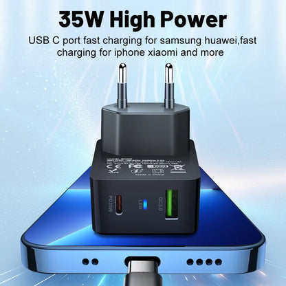 Netzladegerät Techsuit CHPD173 Tiny, 35W, 3A, 1 x USB-A - 1 x USB-C, Weiß