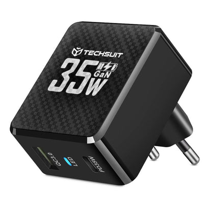 Chargeur Réseau Techsuit CHPD173 Tiny, 35W, 3A, 1 x USB-A - 1 x USB-C, Noir