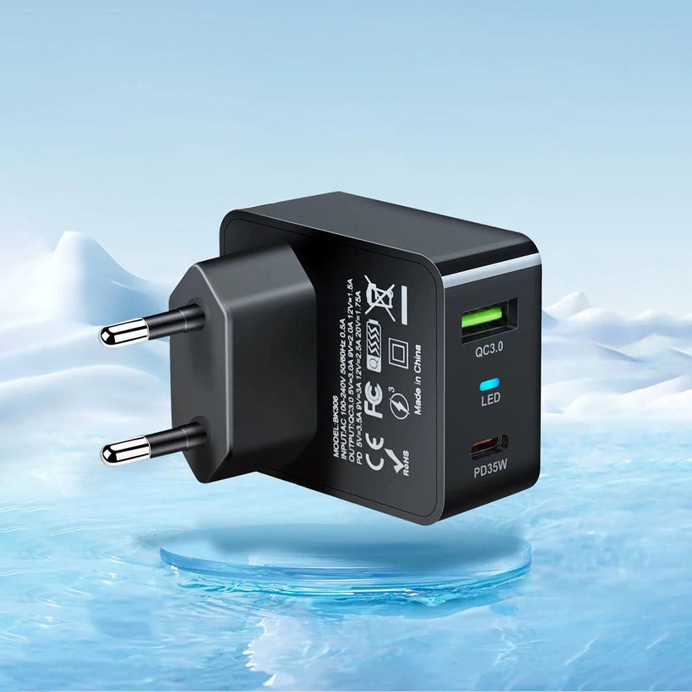 Chargeur Réseau Techsuit CHPD173 Tiny, 35W, 3A, 1 x USB-A - 1 x USB-C, Noir