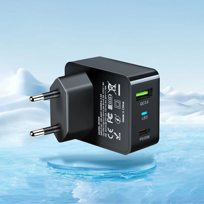 Chargeur Réseau Techsuit CHPD173 Tiny, 35W, 3A, 1 x USB-A - 1 x USB-C, Noir