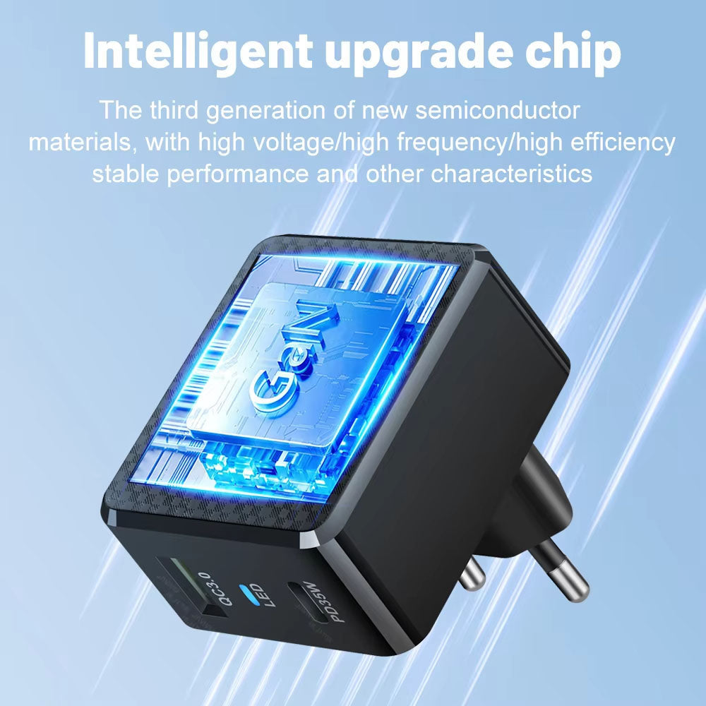 Chargeur Réseau Techsuit CHPD173 Tiny, 35W, 3A, 1 x USB-A - 1 x USB-C, Noir