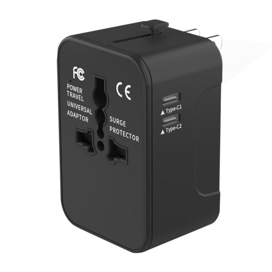 Chargeur Réseau Techsuit HHT202-2C Travel, 15W, 3A, 2 x USB-C, Noir