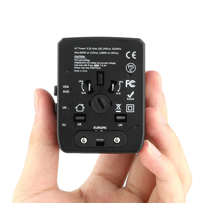 Caricabatterie da Rete Techsuit HHT520 Travel, 15W, 3A, 3 x USB-A - 1 x USB-C, Nero