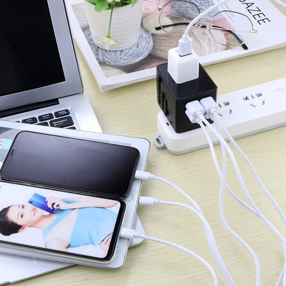 Caricabatterie da Rete Techsuit HHT520 Travel, 15W, 3A, 3 x USB-A - 1 x USB-C, Nero