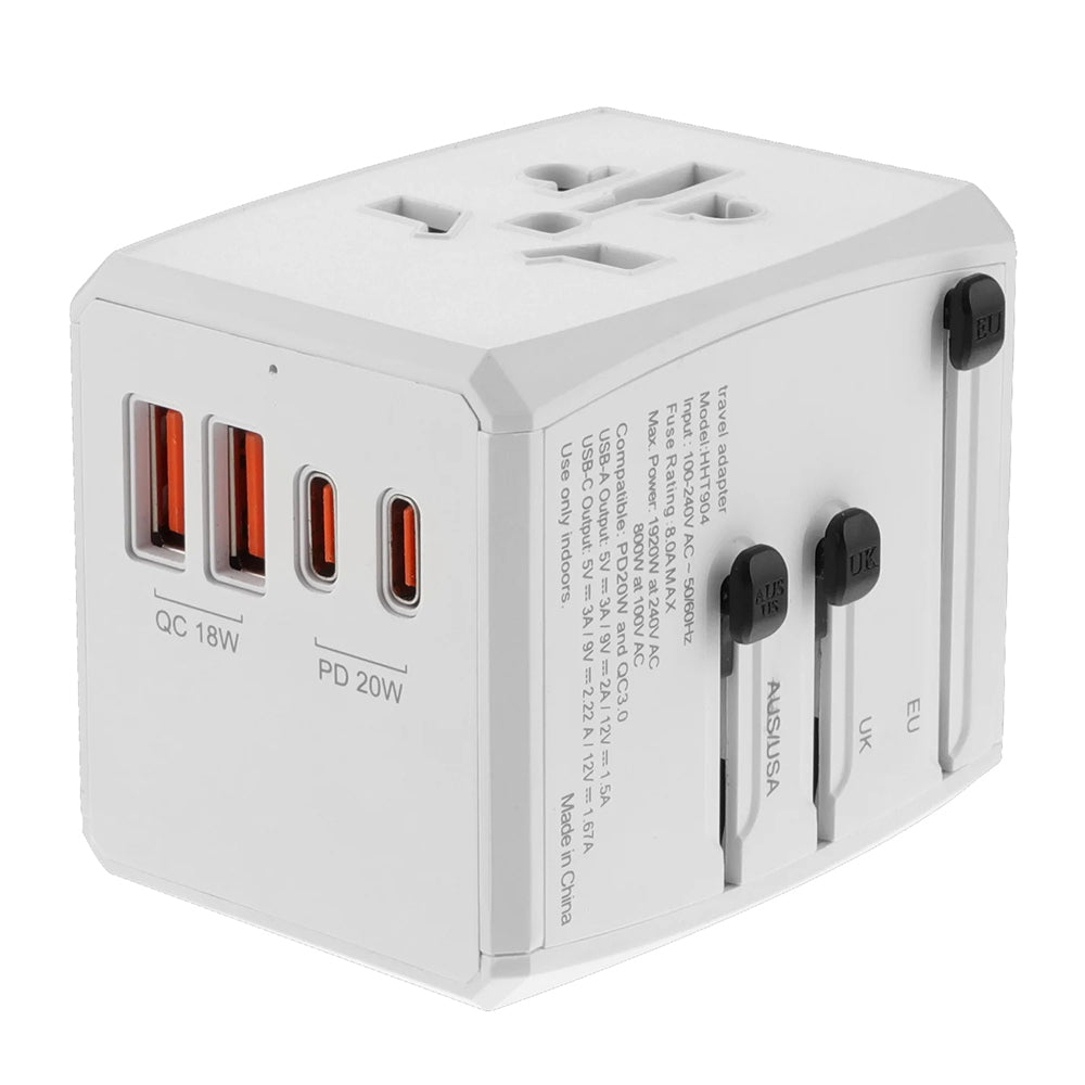 Netzladegerät Techsuit HHT904-W2 Travel, 20W, 3A, 2 x USB-A - 2 x USB-C, Weiß