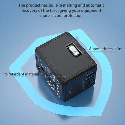 Caricabatterie da Rete Techsuit HHT905 Travel, 45W, 3A, 2 x USB-A - 2 x USB-C, Nero