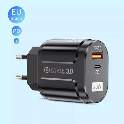 Chargeur Réseau Techsuit Premium, 20W, 3A, 1 x USB-A - 1 x USB-C, Blanc