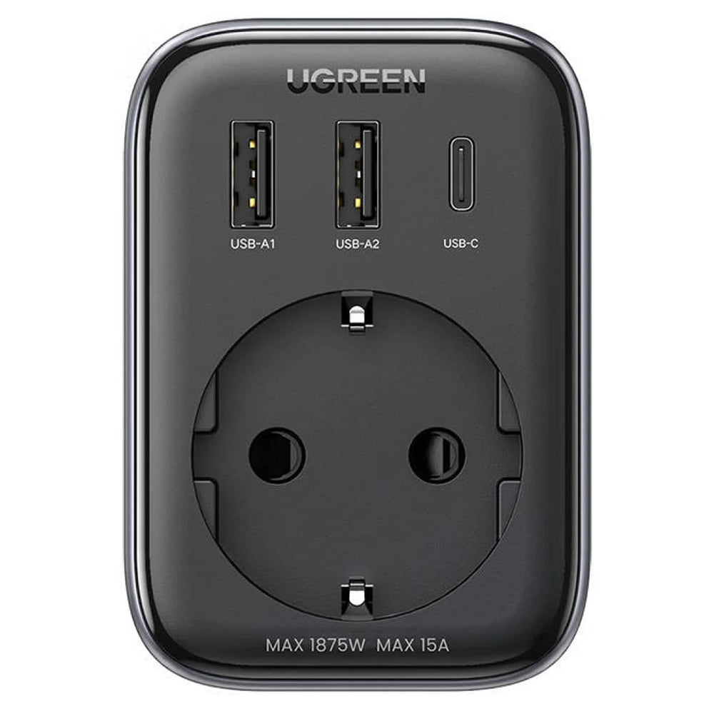 Chargeur Réseau UGREEN 15289 US, 30W, 3A, 2 x USB-A - 1 x USB-C - 1 x Schuko, Noir