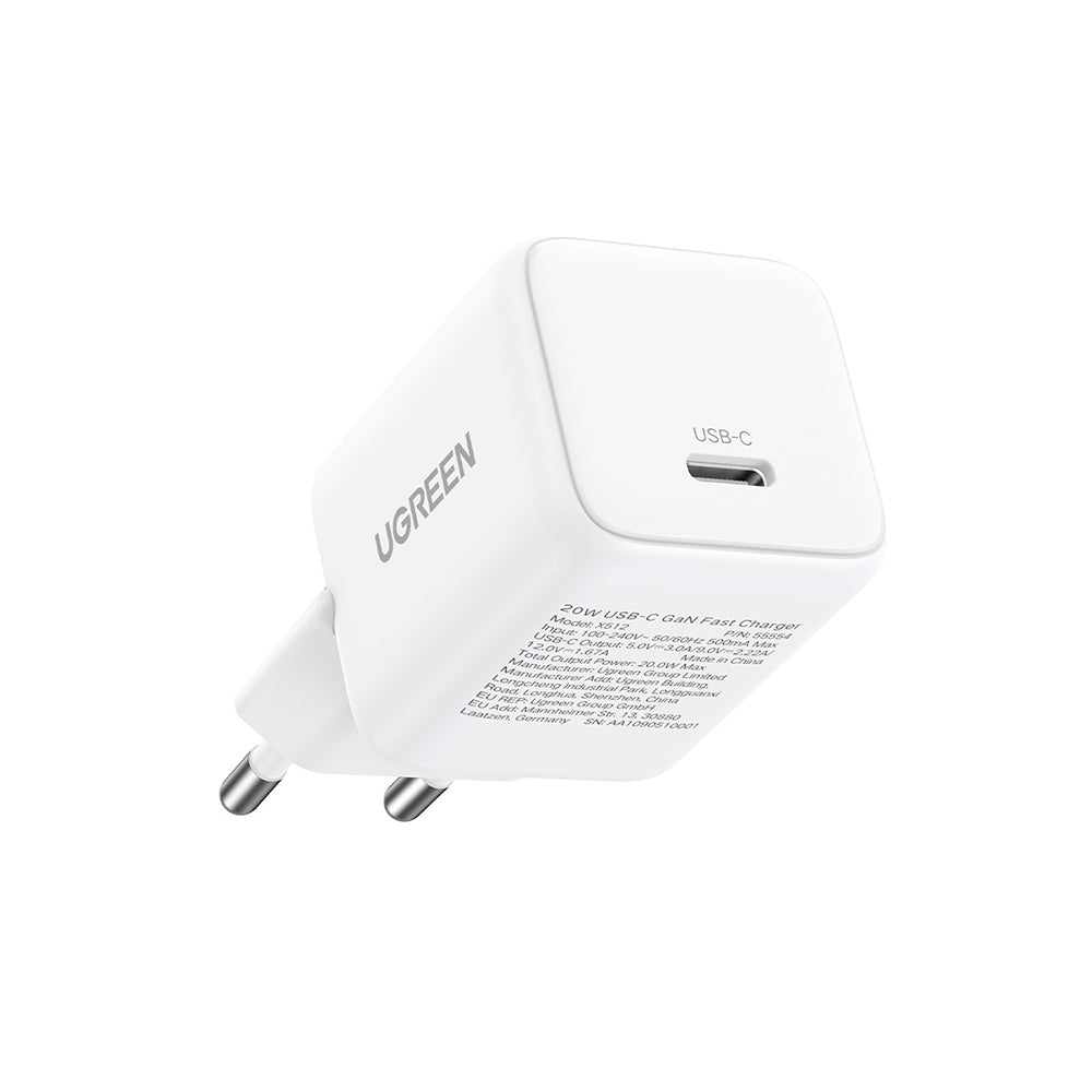 Caricabatterie da Rete UGREEN X512, 20W, 3A, 1 x USB-C, Bianco