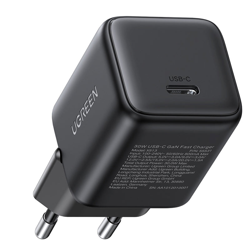 Chargeur Réseau UGREEN X513, 30W, 3A, 1 x USB-C, Noir