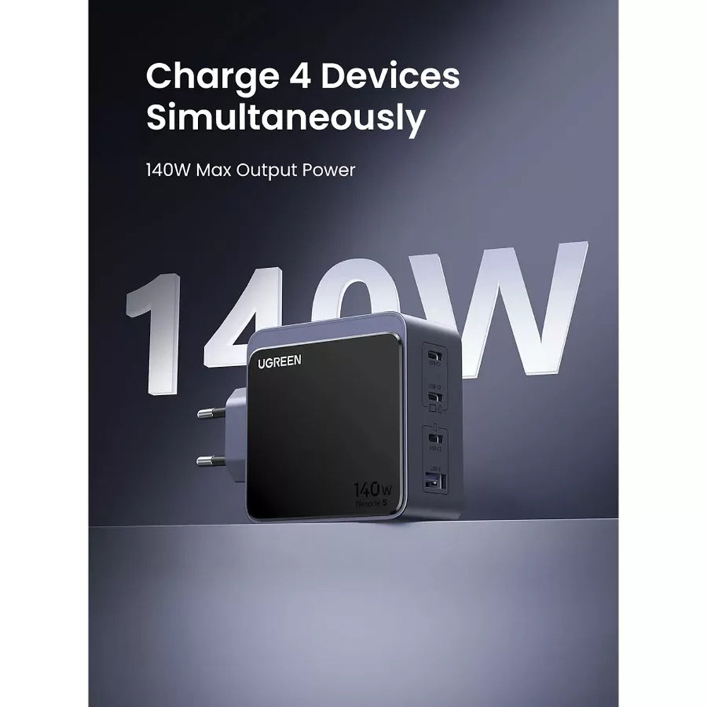 UGREEN X570 Nexode S Netzladegerät, 140W, 5A, 1 x USB-A - 3 x USB-C, Grau