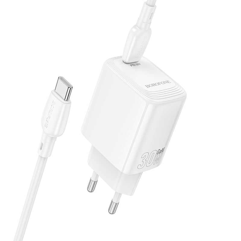 Netzladegerät mit USB-C Kabel Borofone BN28 Fuente, 30W, 3A, 1 x USB-C, Weiß