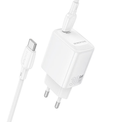 Netzladegerät mit USB-C Kabel Borofone BN28 Fuente, 30W, 3A, 1 x USB-C, Weiß