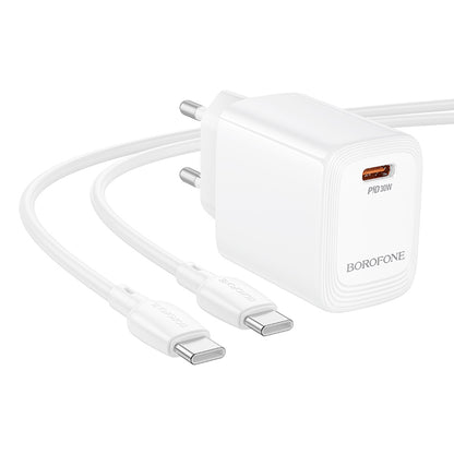 Netzladegerät mit USB-C Kabel Borofone BN28 Fuente, 30W, 3A, 1 x USB-C, Weiß