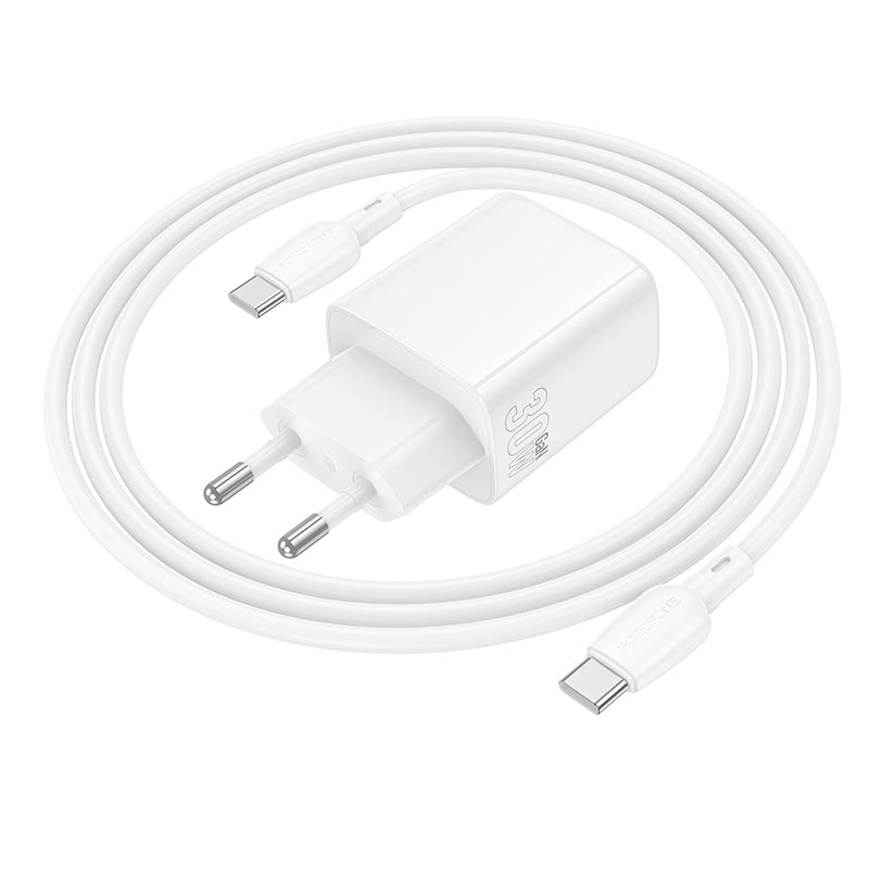 Netzladegerät mit USB-C Kabel Borofone BN28 Fuente, 30W, 3A, 1 x USB-C, Weiß