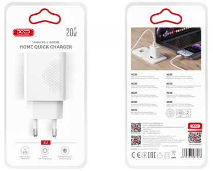 USB-C Netzladegerät XO Design L160, 20W, 3A, 1 x USB-C, Weiß
