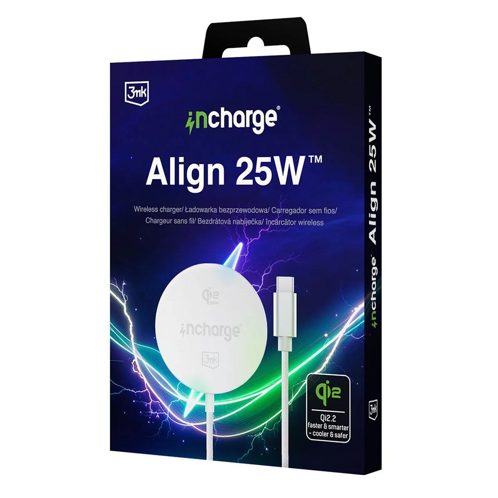 Chargeur Secteur Sans Fil 3MK Align, 25W, Blanc