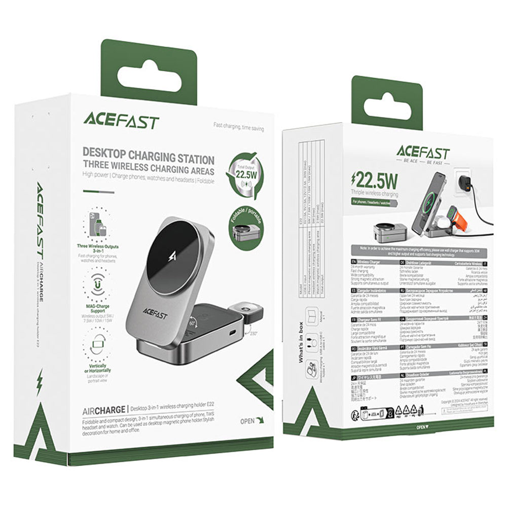 Acefast E22 3in1 Wireless Network Charger, 22.5W, 1.67A, Gray
