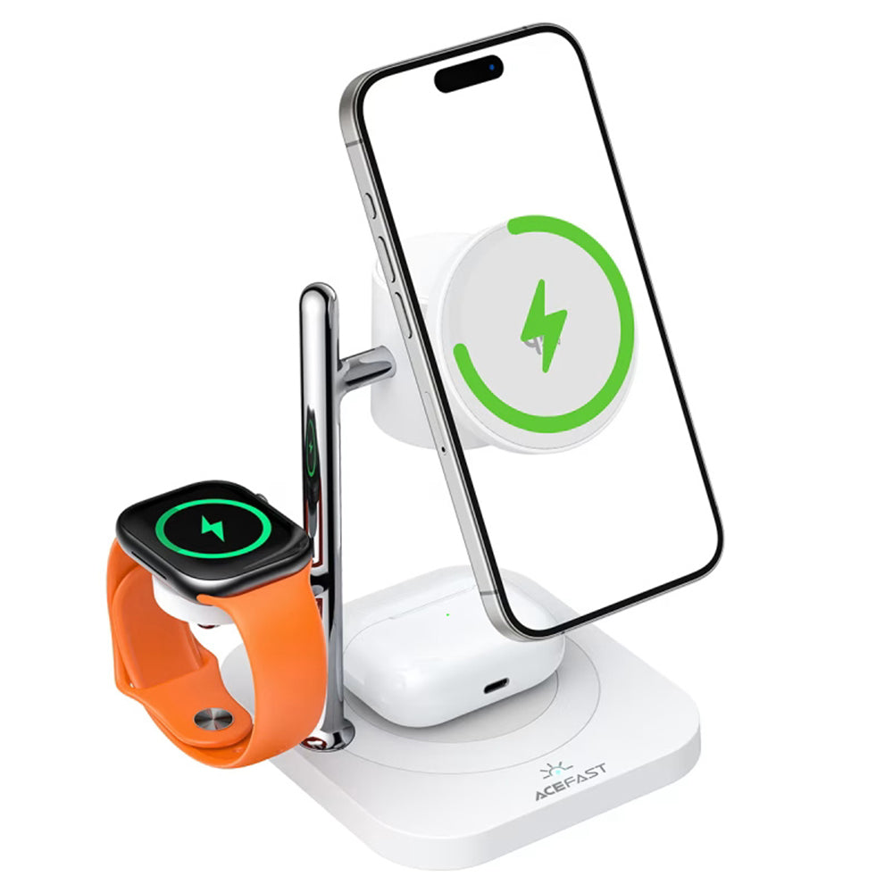 Caricabatterie Wireless Retea Acefast E39 3in1, 32.5W, Bianco