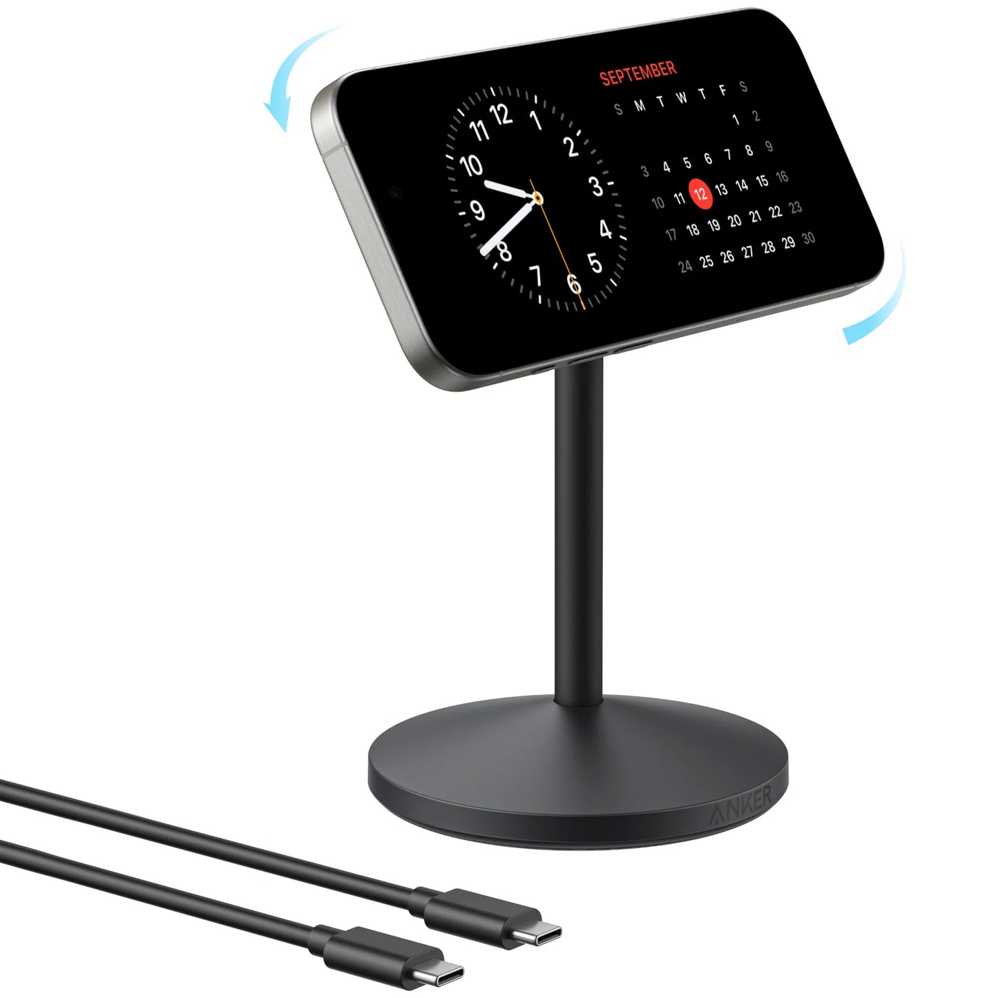 Incarcator Retea Wireless Anker MagGo Stand, 15W, 1.67A, Negru A25X1H11