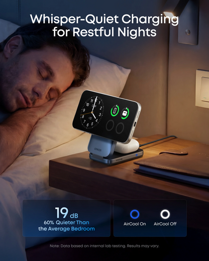 Caricatore Wireless da Rete Anker Prime MagGo 3in1, 25W, Nero A25N1